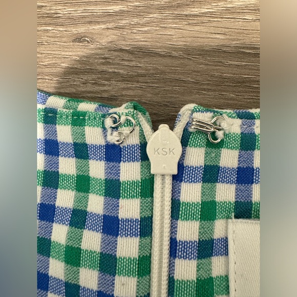 Elle Blue, Green, & White Gingham Print Midi Short Sleeve Dress Size M - Picture 13 of 16